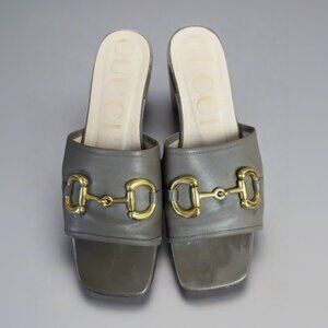Gucci Horsebit beige slide sandal, size 39.5